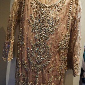 Tea Pink Embroided Dress - Laam.pk - Size Medium